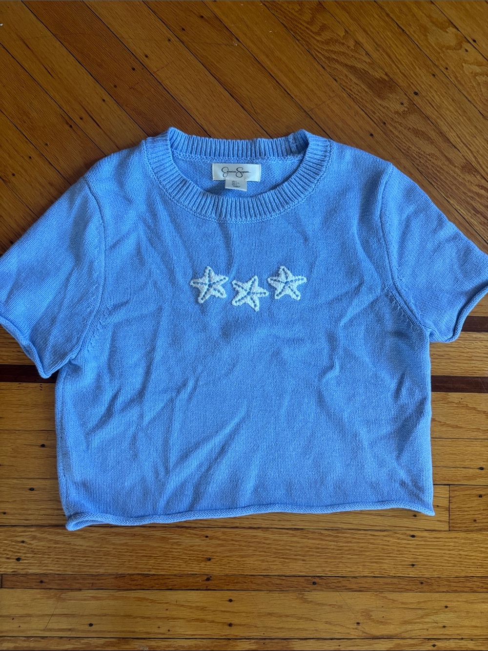 Light Blue Star Knit Tee by Jessica Simpson